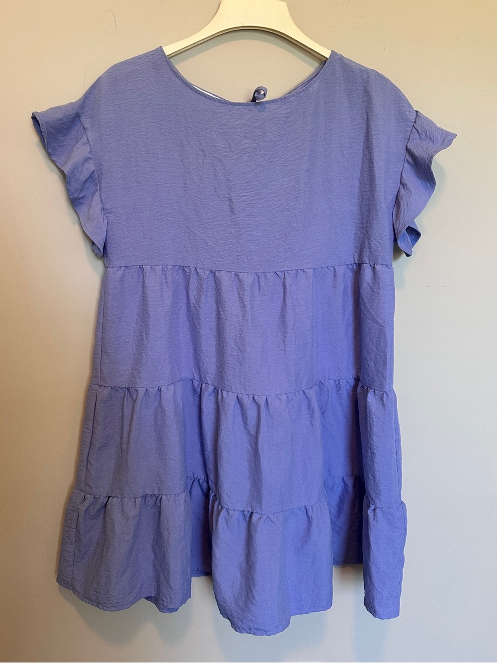 Nine West Lilac Tiered Ruffle Sleeve Mini Dress